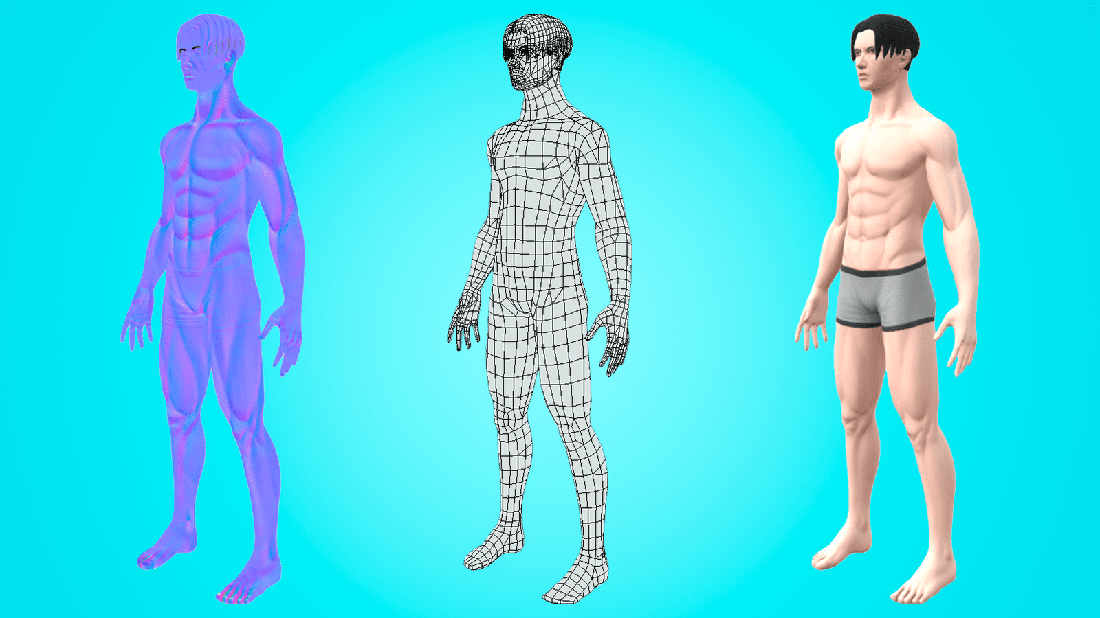 STYLIZED BASE MESH - LEVY - NEW 3D MALE CHARACTER! - Image 3
